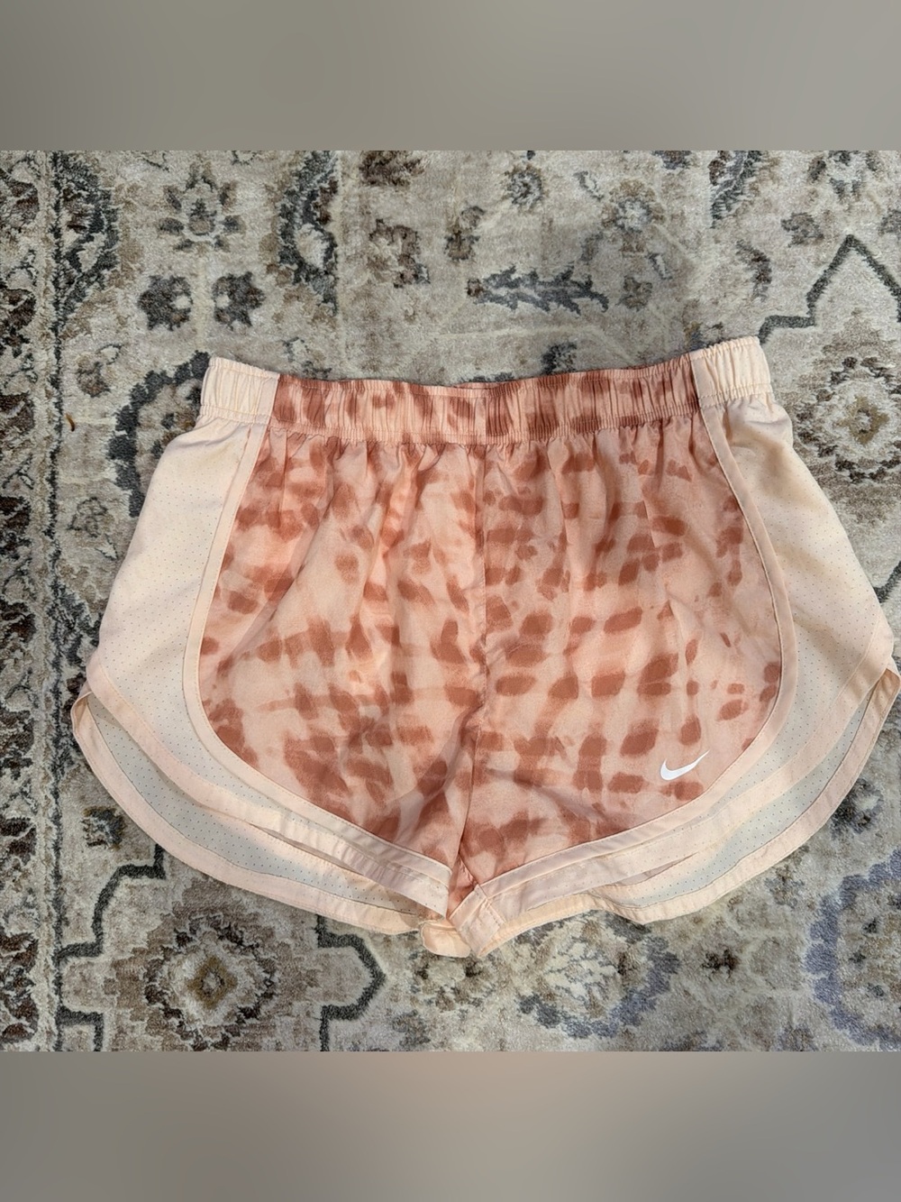Nike Women's Peach Tie-Dye Athletic Shorts